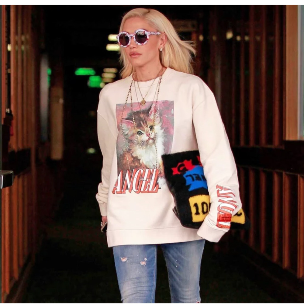 Heron Preston $510 Angel Cat Graphic Crewneck Sweatshirt